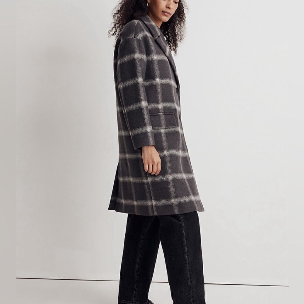 MADEWELL windowpane Hayden plaid trench Coat. NWT. XS - Picture 11 of 11